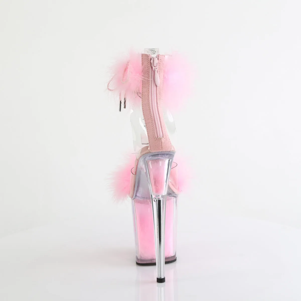 8 Inch Heel FLAMINGO-824F Clear Baby Pink Fur