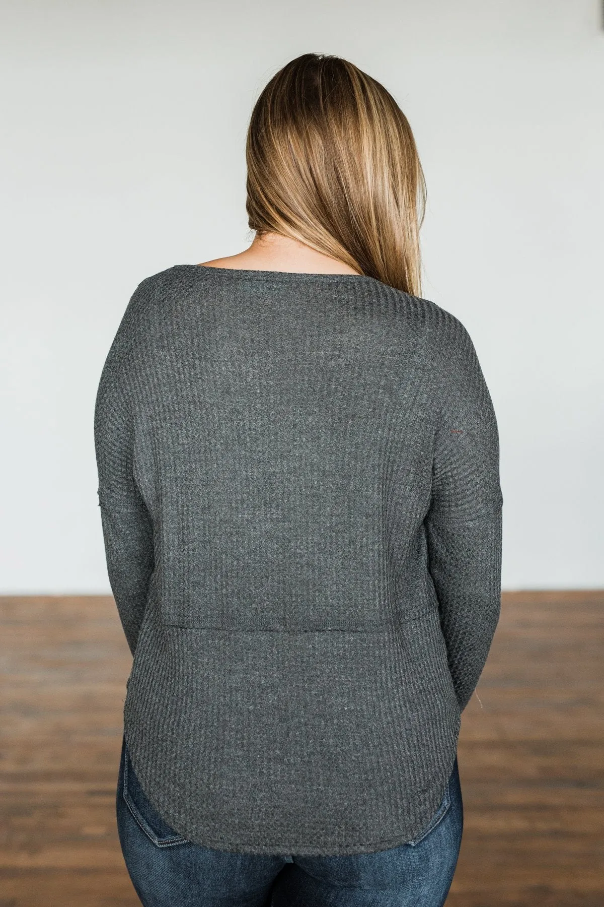 Align With You Thermal Knit Top- Charcoal