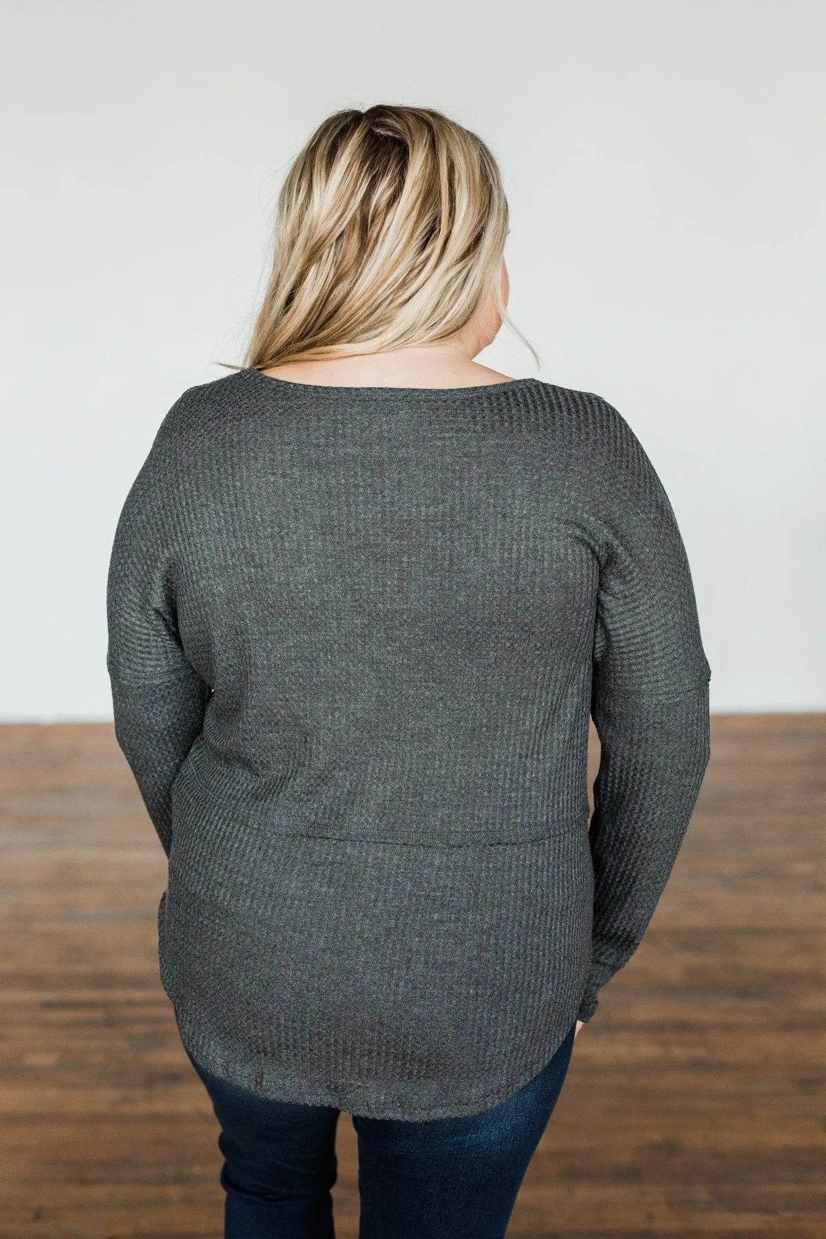 Align With You Thermal Knit Top- Charcoal