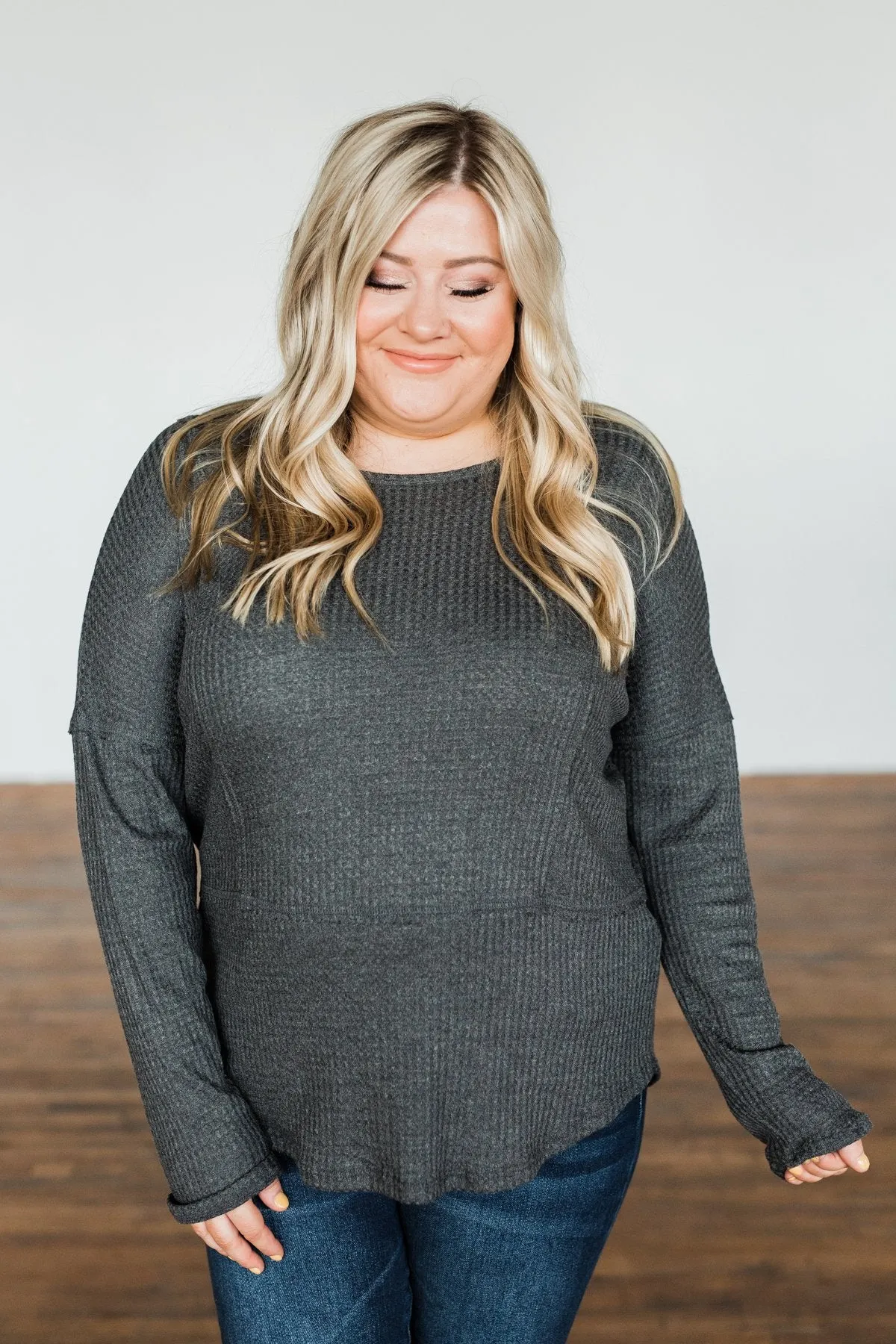 Align With You Thermal Knit Top- Charcoal