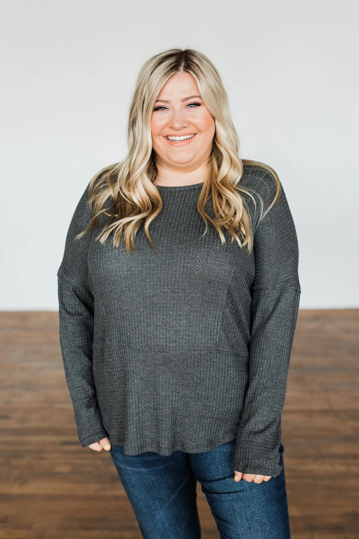 Align With You Thermal Knit Top- Charcoal