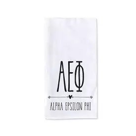 Alpha Epsilon Phi Sorority Kitchen Towel with Boho Design