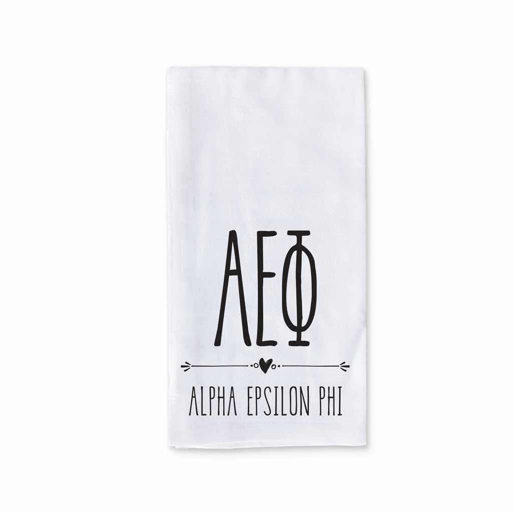 Alpha Epsilon Phi Sorority Kitchen Towel with Boho Design