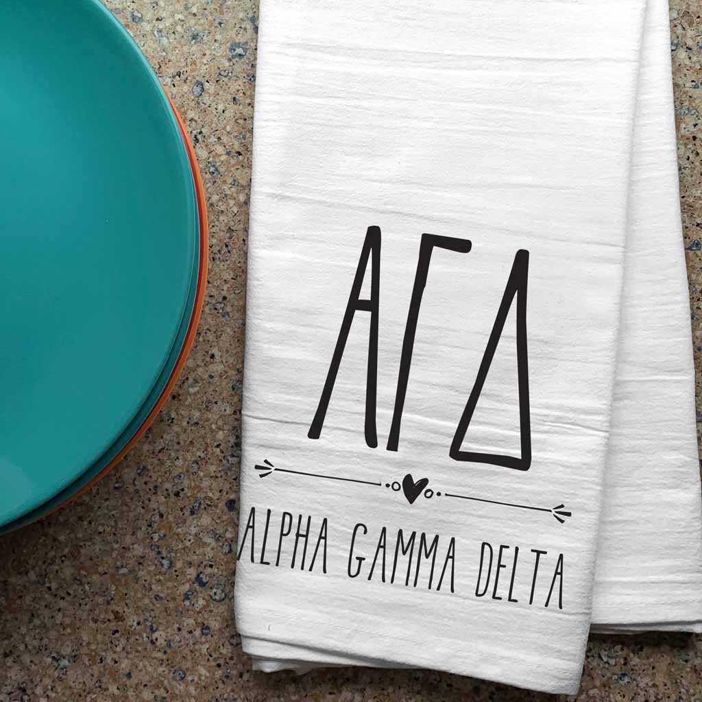 Alpha Gamma Delta Sorority Kitchen Towel with Boho Design