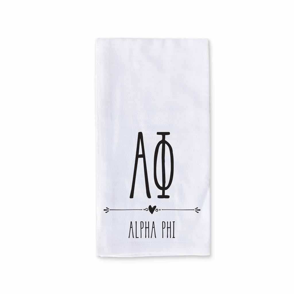 Alpha Phi Sorority Kitchen Towel with Boho Design