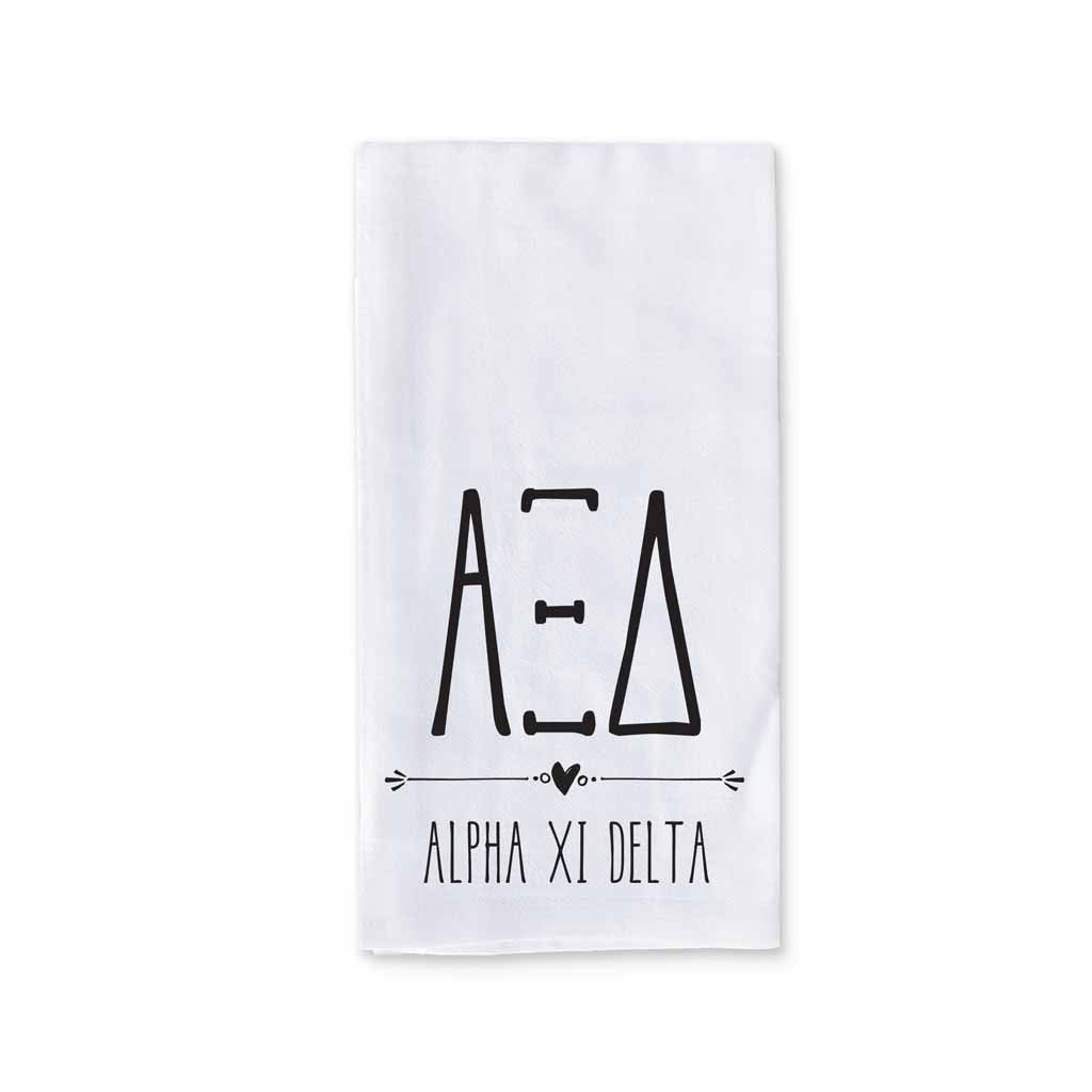 Alpha Xi Delta Sorority Kitchen Towel with Boho Design