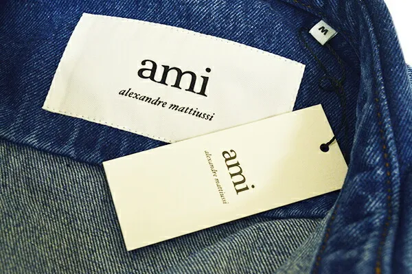 AMI PARIS  |Denim Long Sleeves Plain Cotton Oversized Bridal Logo