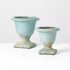 Aqua Blue Urn Pot Set Of 2