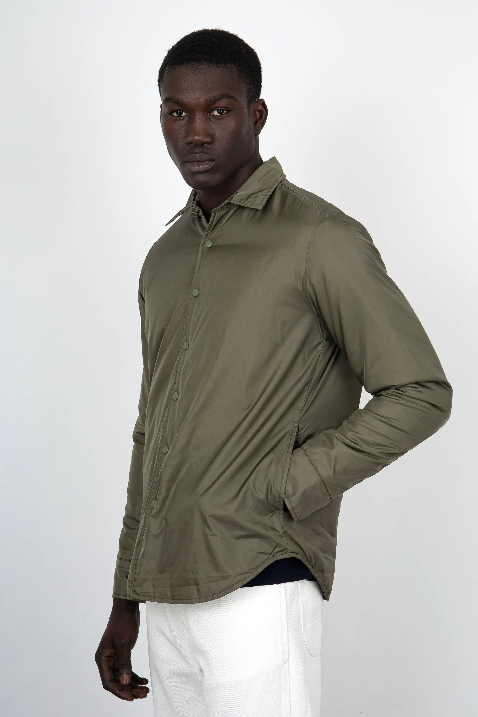 Aspesi Camicia Re-Shirt Nylon Verde Militare