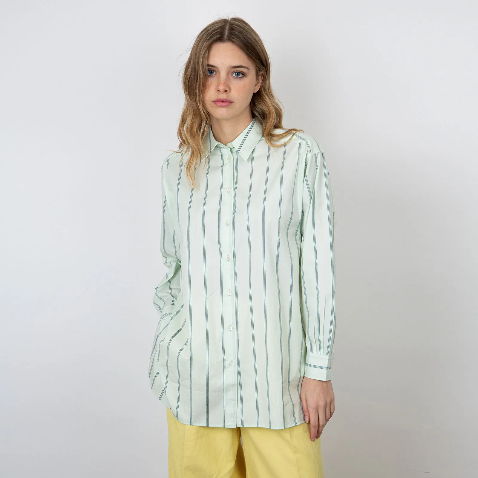 Aspesi Camicia Righe Cotone Verde