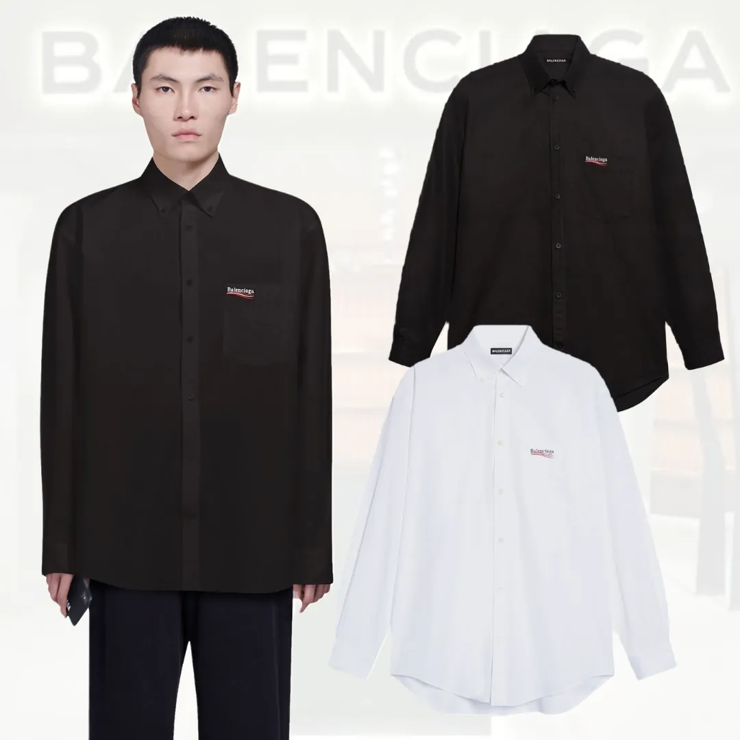 BALENCIAGA  |Unisex Street Style Long Sleeves Plain Cotton Oversized Logo