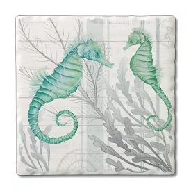 Beach Therapy Seahorses – Square Single Coaster