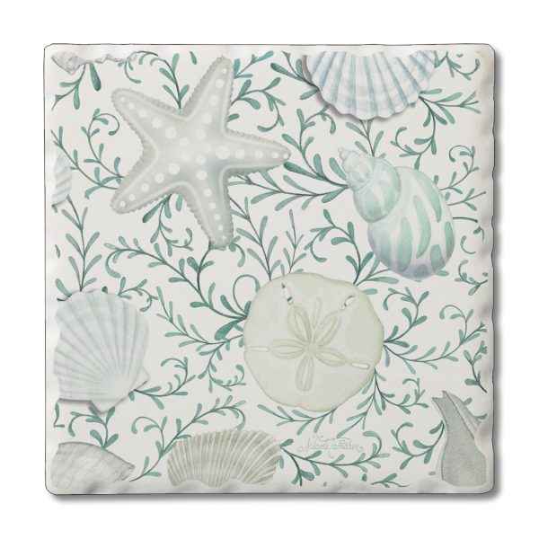 Beach Therapy Shells  – Square Single Coaster