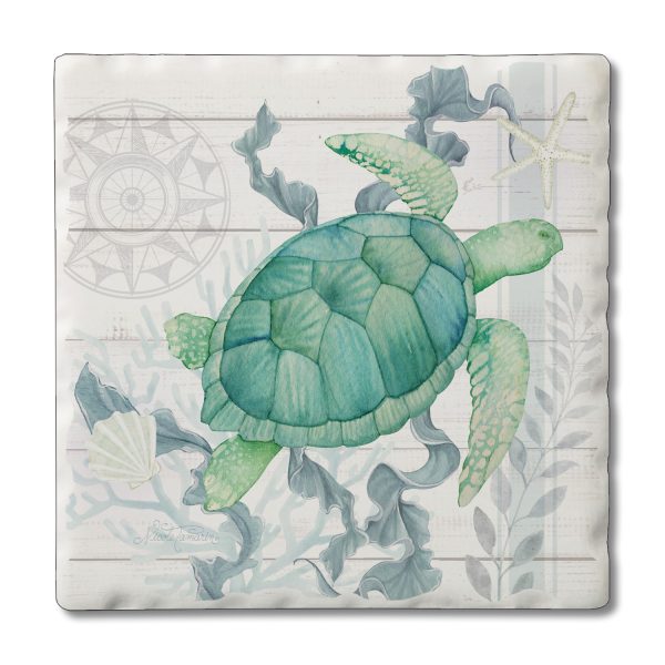 Beach Therapy Turtle – Square Single Coaster