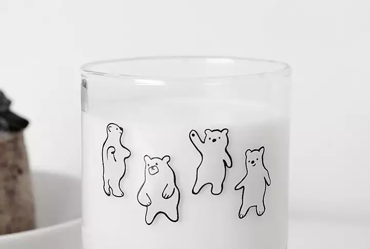 Bear Duck illustration Graphic Clear Glasses Cups Mugs Printed Vintage 245ml Gifts Kitchen Dinnerware Cold Hot Milk Coffee Micro