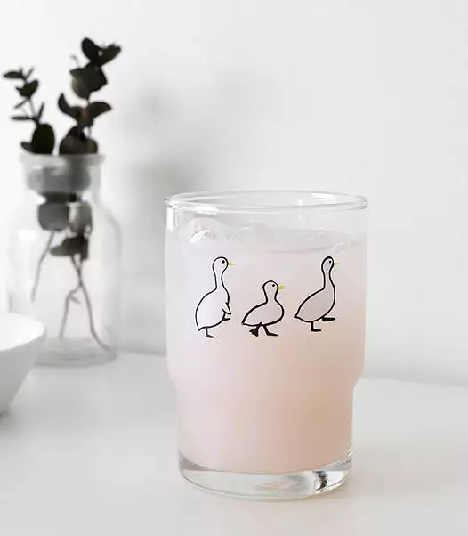 Bear Duck illustration Graphic Clear Glasses Cups Mugs Printed Vintage 245ml Gifts Kitchen Dinnerware Cold Hot Milk Coffee Micro