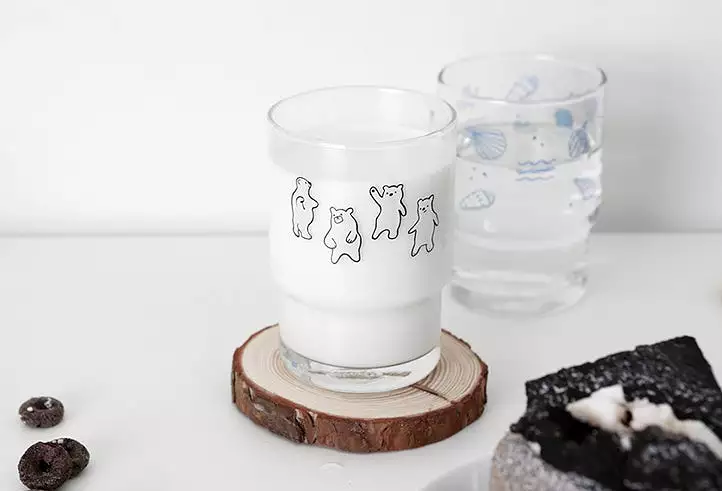 Bear Duck illustration Graphic Clear Glasses Cups Mugs Printed Vintage 245ml Gifts Kitchen Dinnerware Cold Hot Milk Coffee Micro