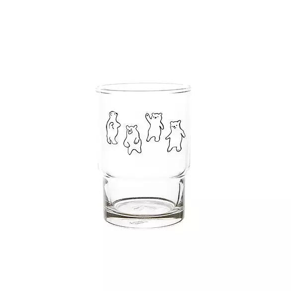 Bear Duck illustration Graphic Clear Glasses Cups Mugs Printed Vintage 245ml Gifts Kitchen Dinnerware Cold Hot Milk Coffee Micro