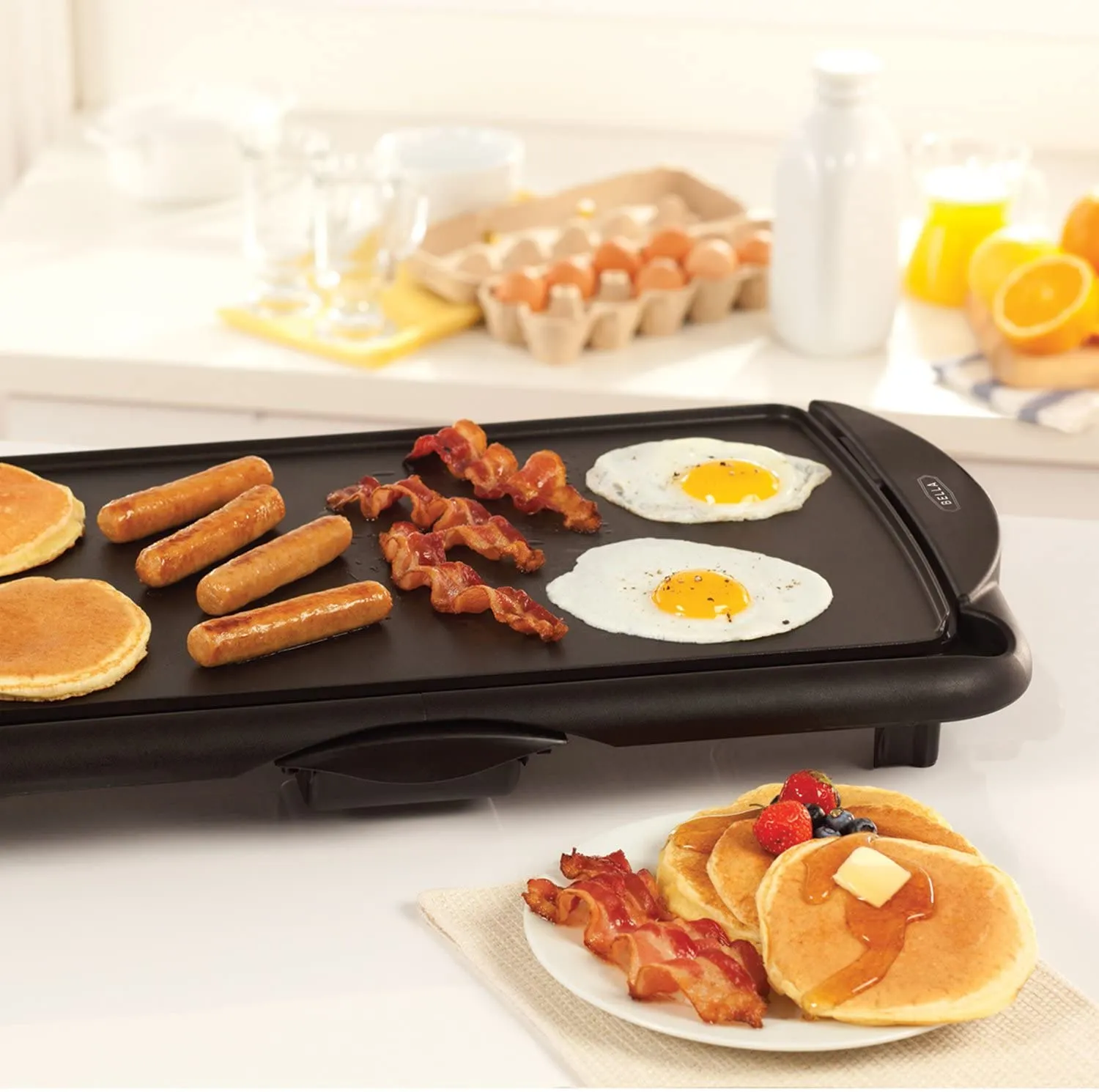 BELLA 10.5 Inch by 20 Inch Electric Non Stick Griddle, Black BPA-FREE