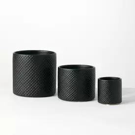 Black Textured Pot Set Of 3