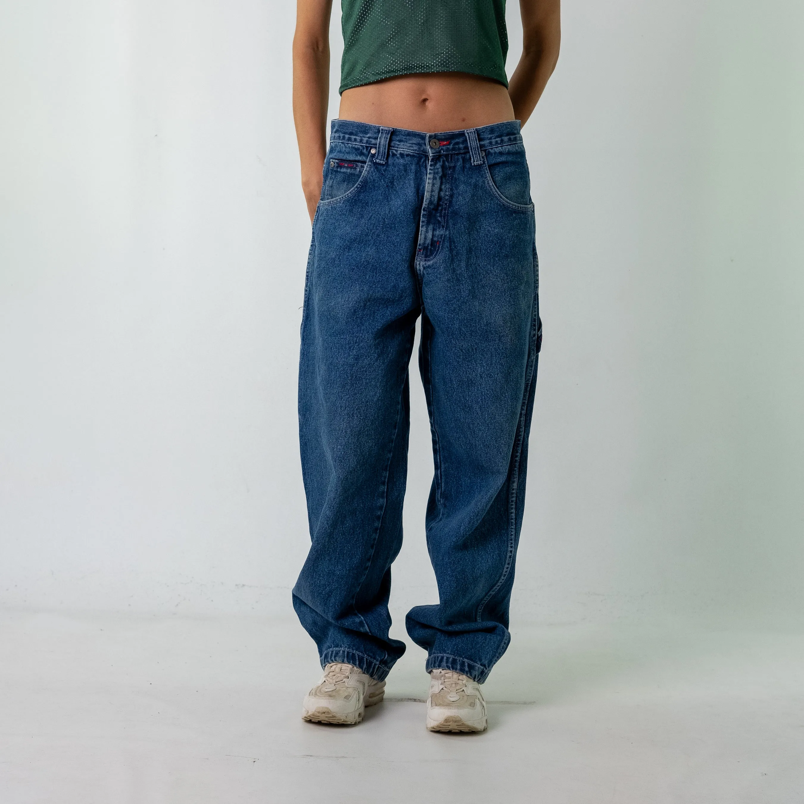 Blue 90s Old Navy Denim Carpenter Jeans Baggy Pants (30)