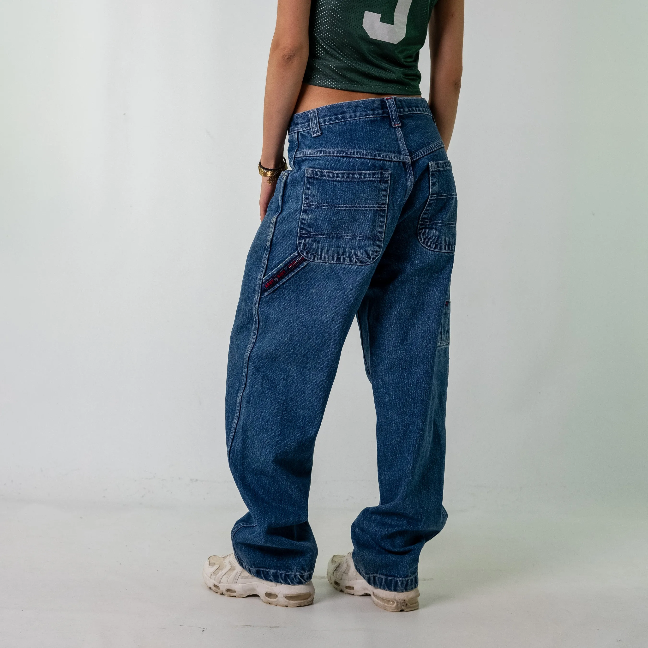 Blue 90s Old Navy Denim Carpenter Jeans Baggy Pants (30)