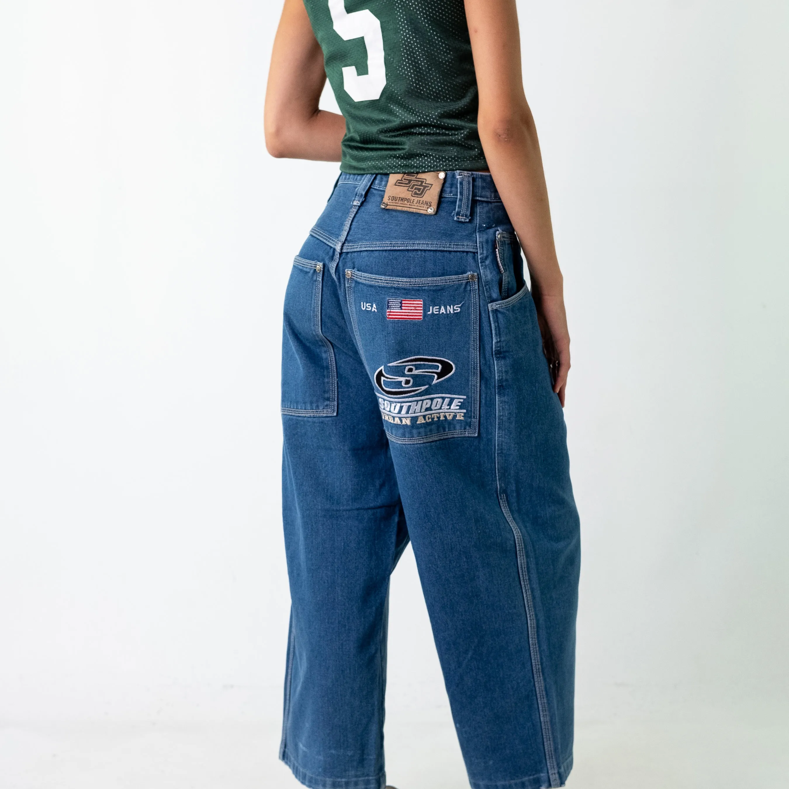 Blue 90s Southpole Denim Hip Hop Jeans Baggy Pants (28)