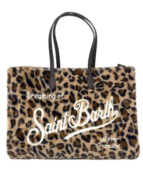 BORSA FANTASIA ANIMALIER CON LOGO BIANCO