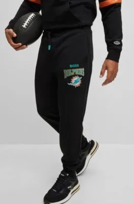 BOSS x NFL cotton-terry tracksuit bottoms with collaborative branding