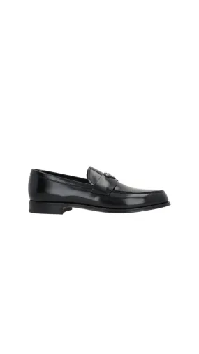 Brushed Leather Loafers - Black