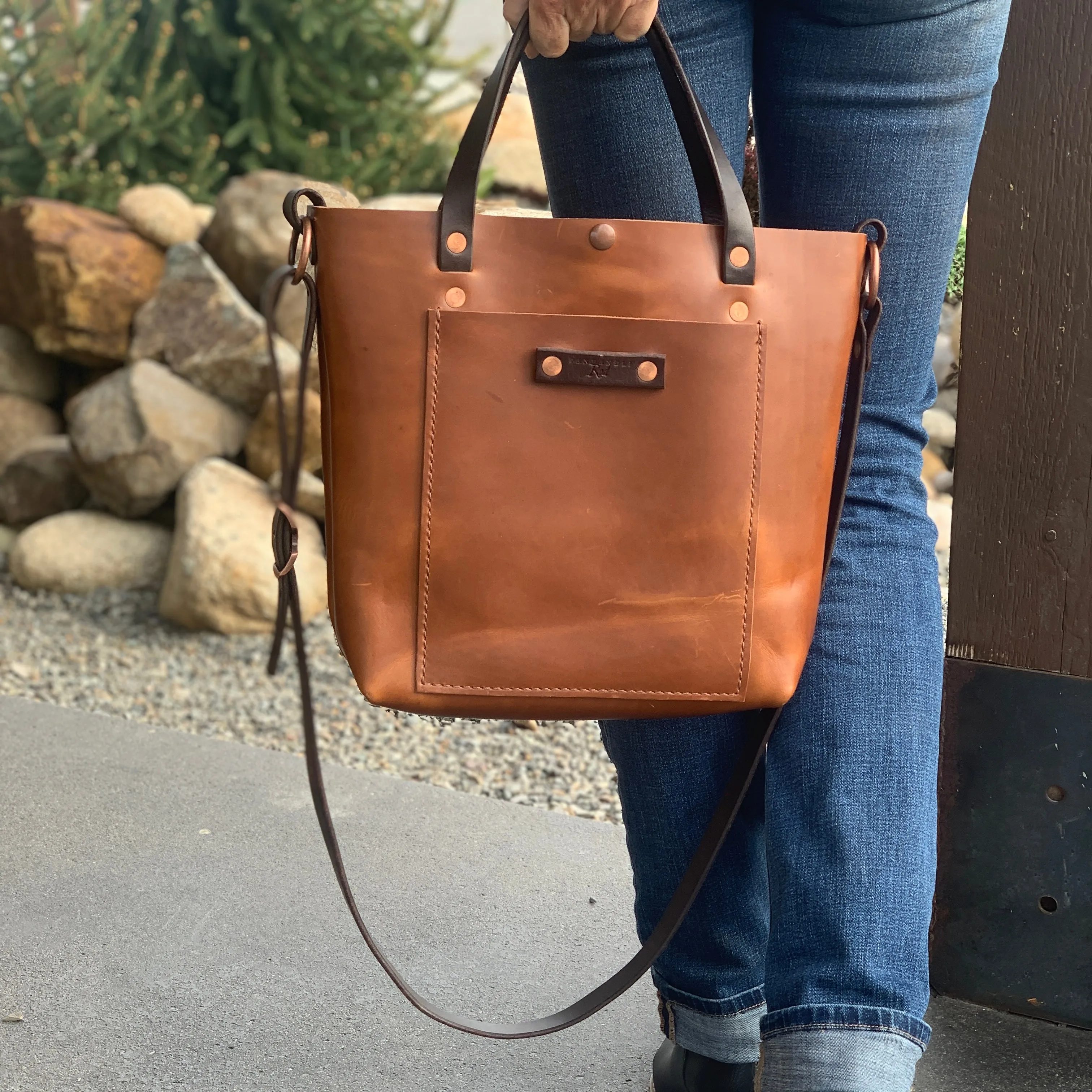 Caramel Crossbody Leather Purse-Tote