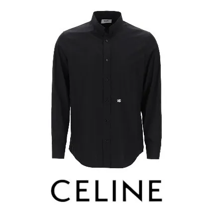 CELINE  |Street Style Long Sleeves Plain Cotton Logo Luxury Shirts