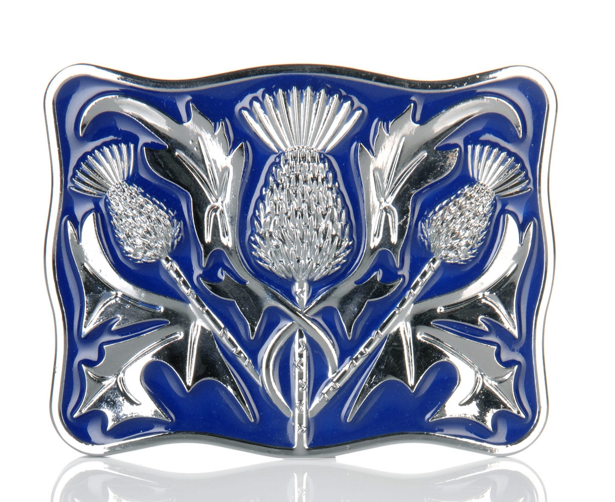 Chrome Blue Enamel Thistle Buckle