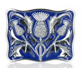 Chrome Blue Enamel Thistle Buckle