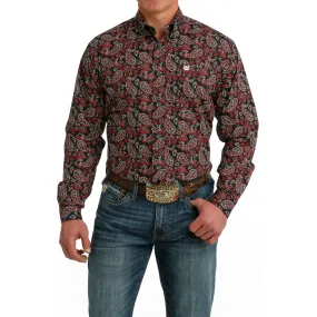 Cinch Men's Red & Black Paisley Long Sleeve