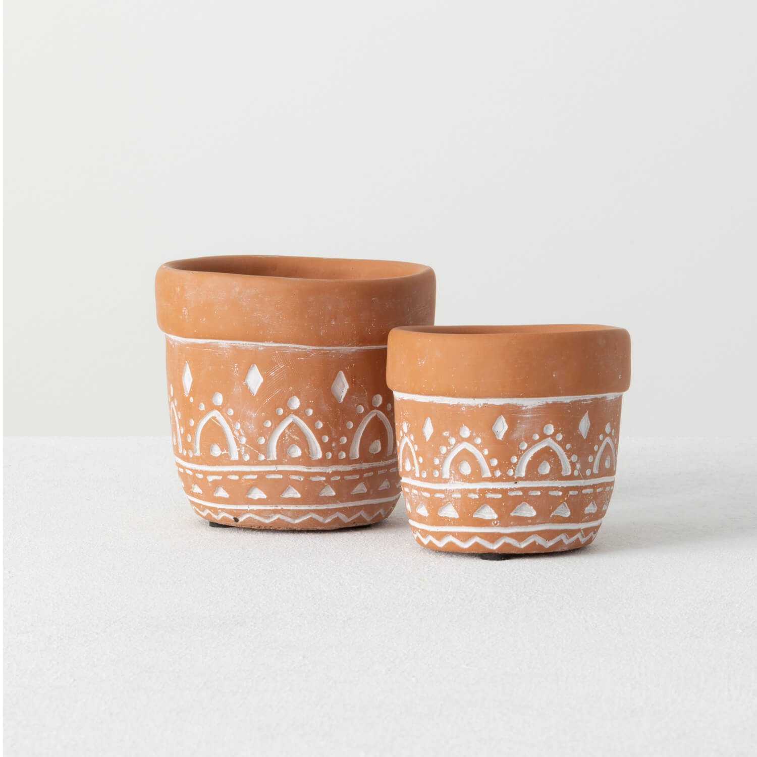 Clay Patterned Pot Set Of 2