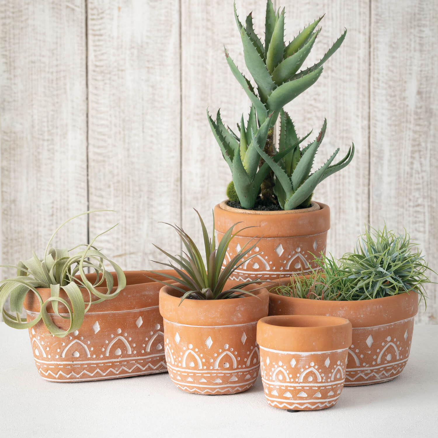 Clay Patterned Pot Set Of 2