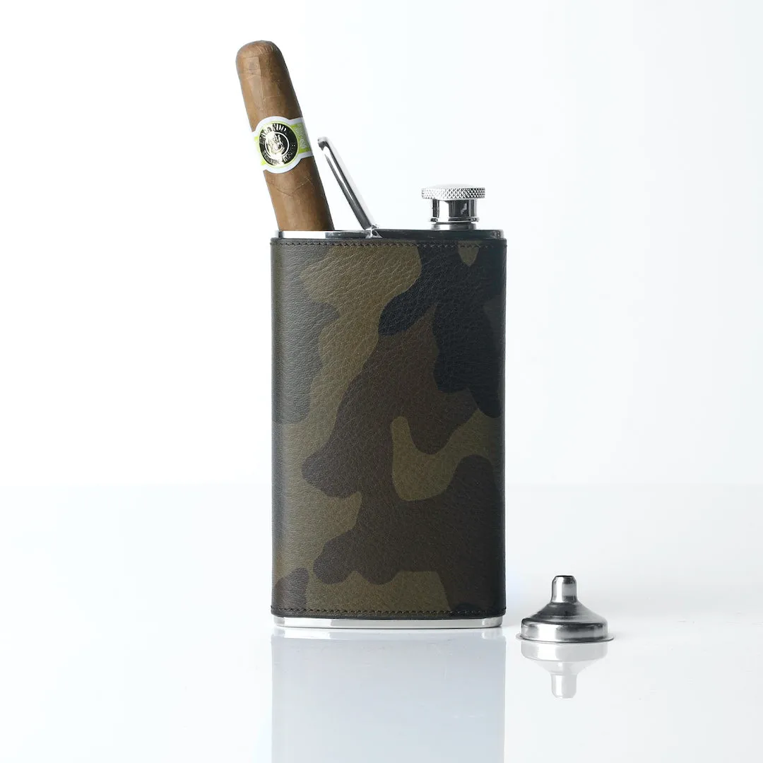 Combination Flask, 4 Oz, Camouflage Leather