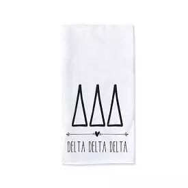 Delta Delta Delta Sorority Kitchen Towel with Boho Design