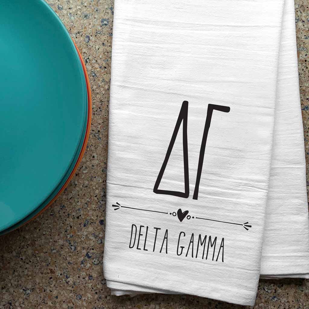 Delta Gamma Sorority Kitchen Towel with Boho Design