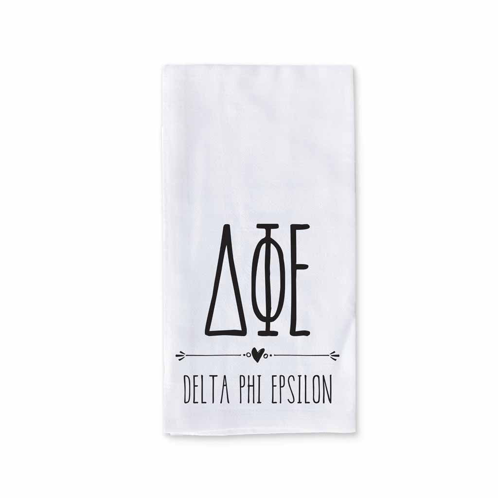 Delta Phi Epsilon Sorority Kitchen Towel with Boho Design