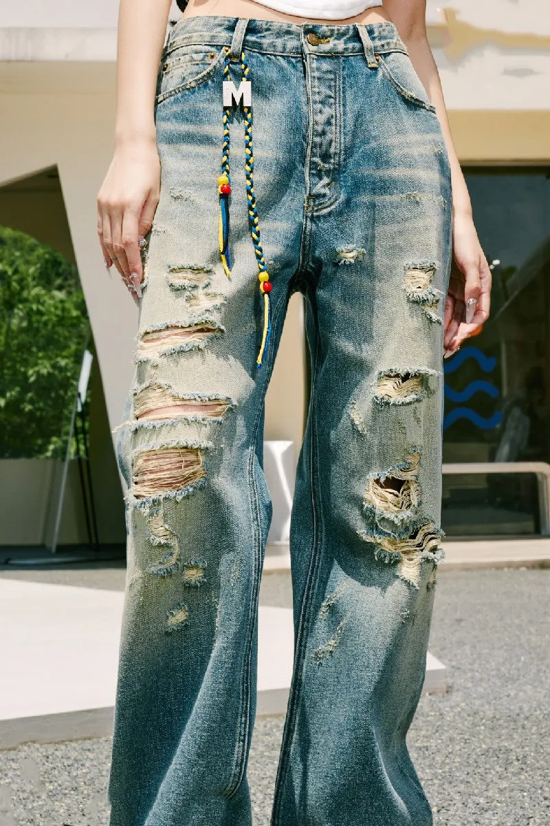 Distressed Washed Jeans