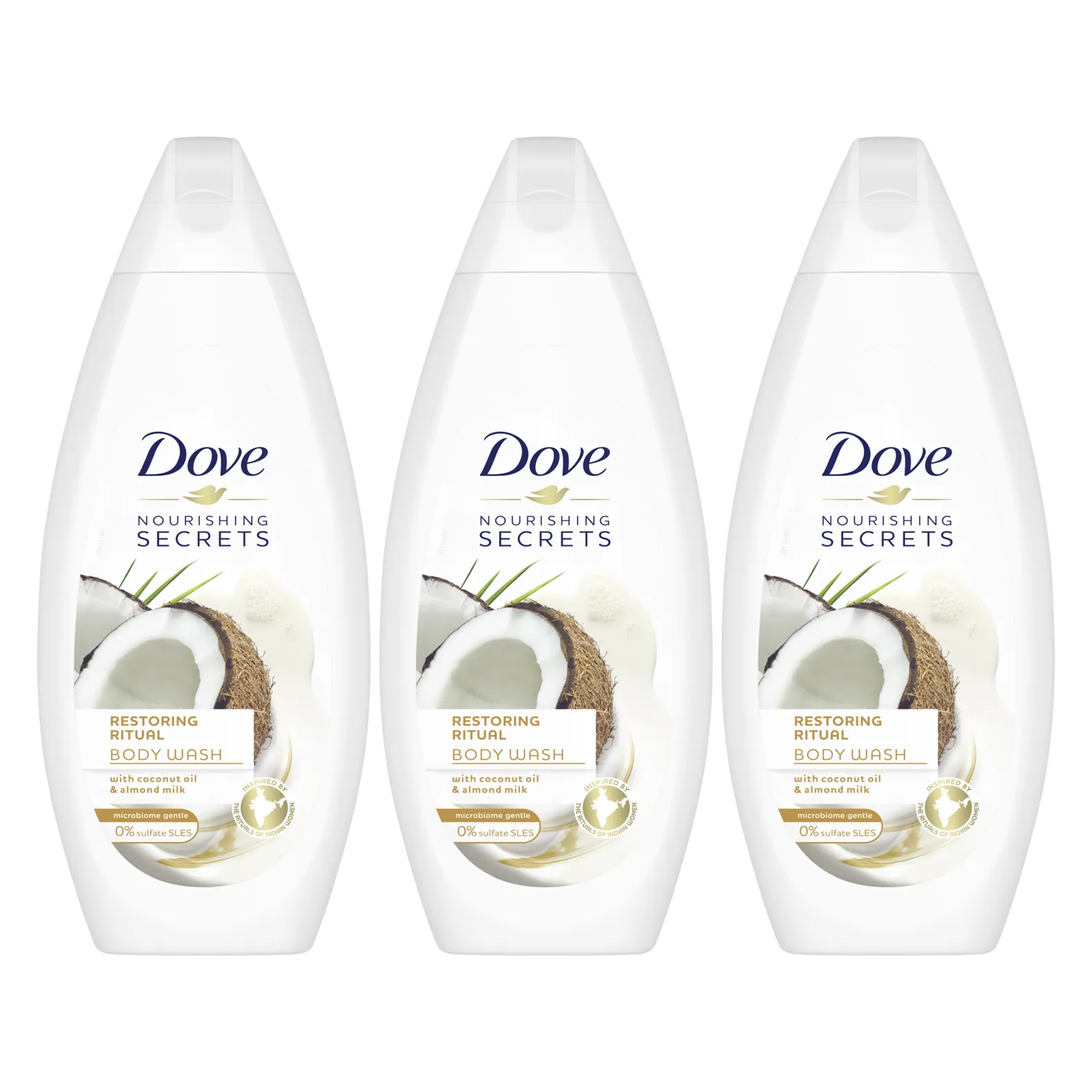 Dove Restoring Ritual Body Wash Coconut Oil and Almond Milk 500 ml 3-PACK