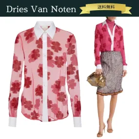 Dries Van Noten  |Flower Patterns Long Sleeves Cotton Party Style