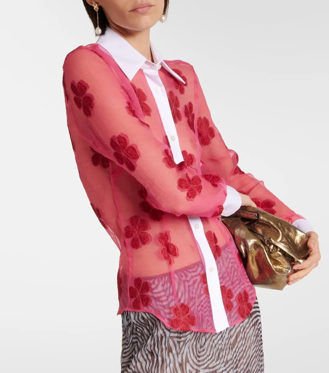 Dries Van Noten  |Flower Patterns Long Sleeves Cotton Party Style