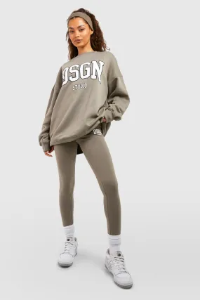 Dsgn Studio Collegiate Slogan Sweatshirt Legging Tracksuit