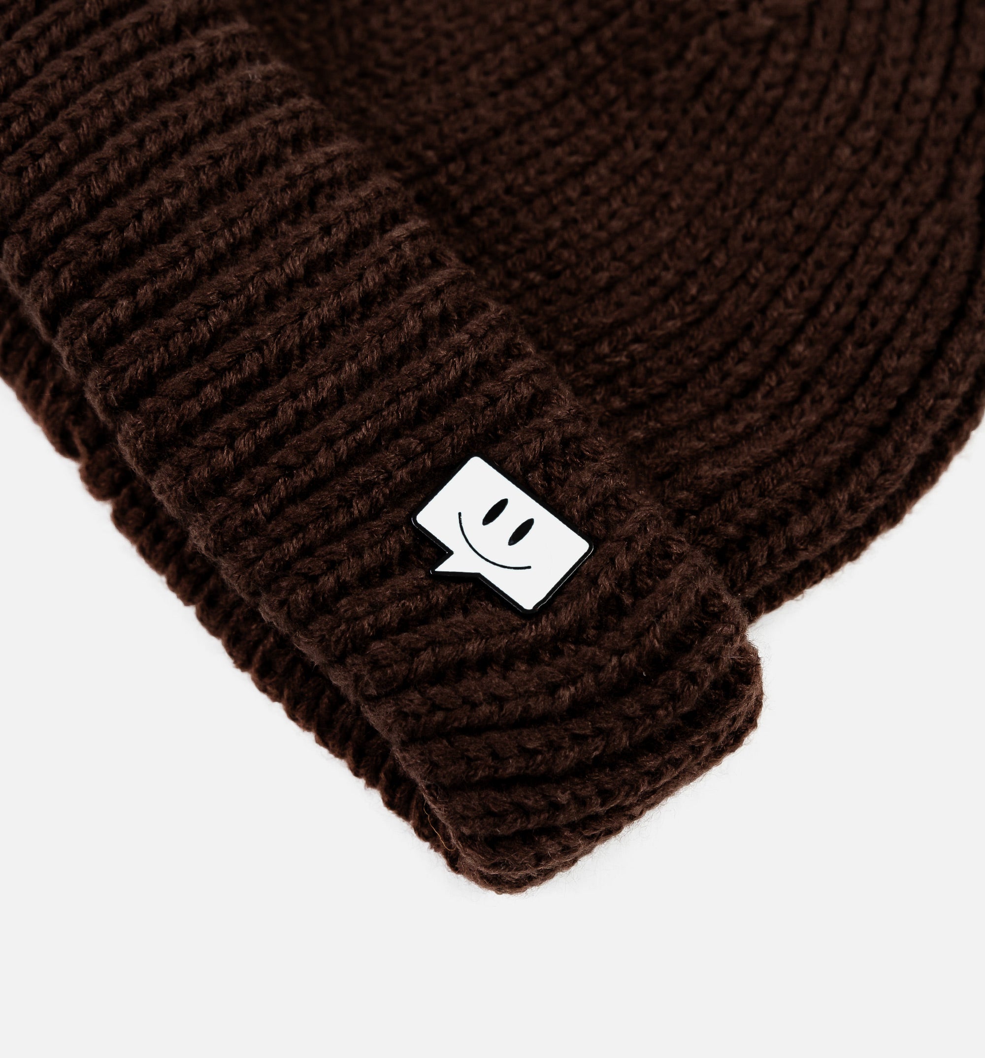 Enamel Pin Beanie Brown Mens Hat - Brown