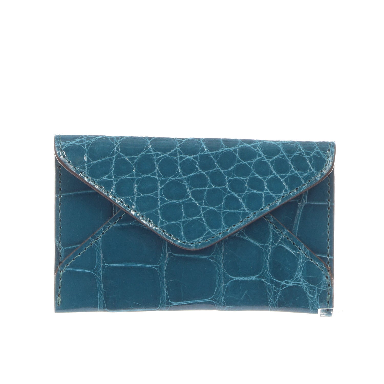 Envelope Card Case – Alligator :: Tahiti (Bright Blue)