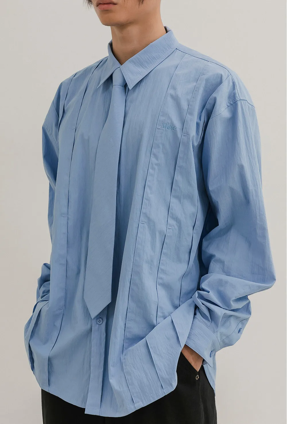 ESC STUDIO  |●ESC STUDIO● peach washing pintuck tie shirt (3color)