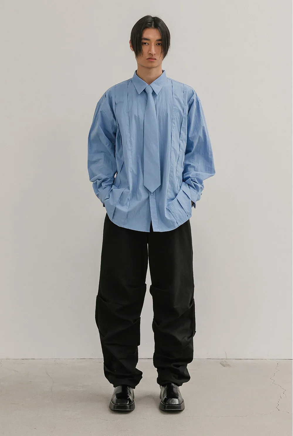 ESC STUDIO  |●ESC STUDIO● peach washing pintuck tie shirt (3color)